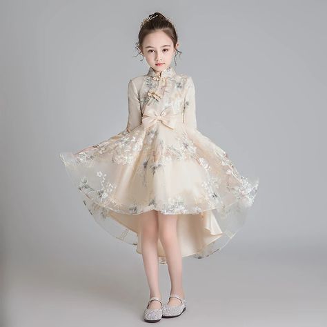 Chinese style Girls cheongsam dress kids national trailing mesh princess dress for girl Birthday Party children's clothing 3 12Y|Dresses| - AliExpress Overall Embroidery, Tulle Princess Dress, Long Fall Dresses, Knee Length Cocktail Dress, Baby Friends, Girls Long Dresses, Clothing Aesthetic, Kids Party Dresses, Asian Design