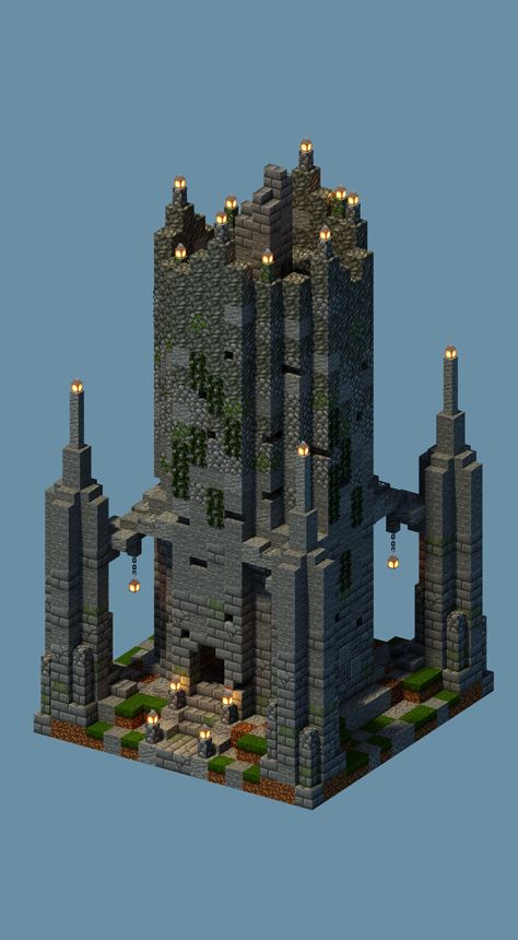 Tower Minecraft Ideas, Minecraft Tower Design, Tower Minecraft, Minecraft Overworld, Different Realms, Minecraft Tower, Minecraft City Buildings, Minecraft City, Minecraft Map