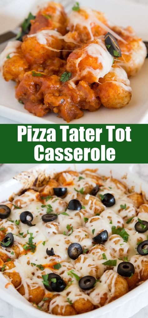 Pizza Tater Tot Casserole, Easy Casserole Recipe, Tater Tot Recipes, Diy Easy Recipes, Tot Casserole, Tater Tot Casserole, Easy Meal Ideas, Best Casseroles, Tater Tots