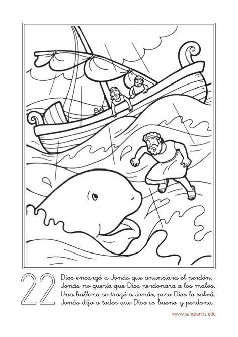 Jonah Bible, Sunday School Coloring Sheets, Bible Coloring Sheets, Whale Coloring Pages, Bible Crafts Sunday School, Sunday School Coloring Pages, Jonah And The Whale, Fish Coloring Page, Sunday School Crafts For Kids