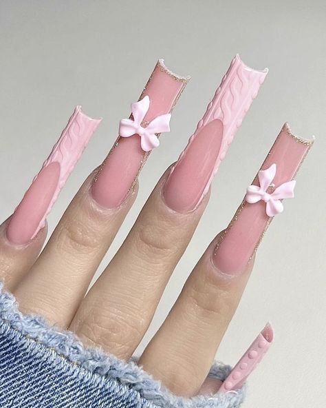 ig: 2cutenailsupply Pink Nail Styles, Long French Tips, Sparkly Acrylic Nails, Short Pink Nails, Holloween Nails, Long Acrylic Nail Designs, Drip Nails, Beige Nails, Girly Acrylic Nails