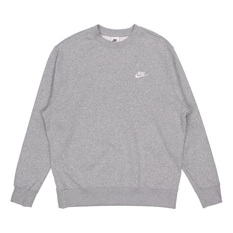 Nike Sportswear Club Gray Hoodie Nike Sweatshirt Outfit, Nike Women Outfits, Nike Jumper, Grey Nike Hoodie, Nike Crew Neck, Cute Nike Outfits, Grey Sweats, Nike Sweats, Nike Pullover