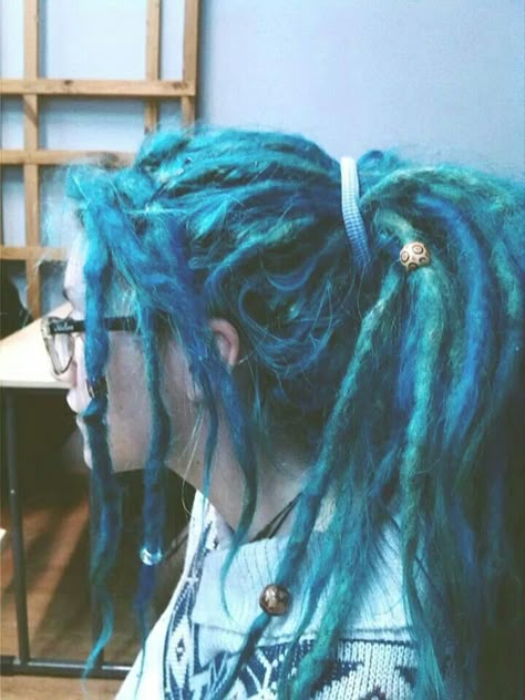 Blue dreads Blue Dreadlocks, Blue Dreads, Colored Dreads, Dreadlocks Girl, Dread Heads, Dread Head, Dreads Girl, Beautiful Dreadlocks, Synthetic Dreads