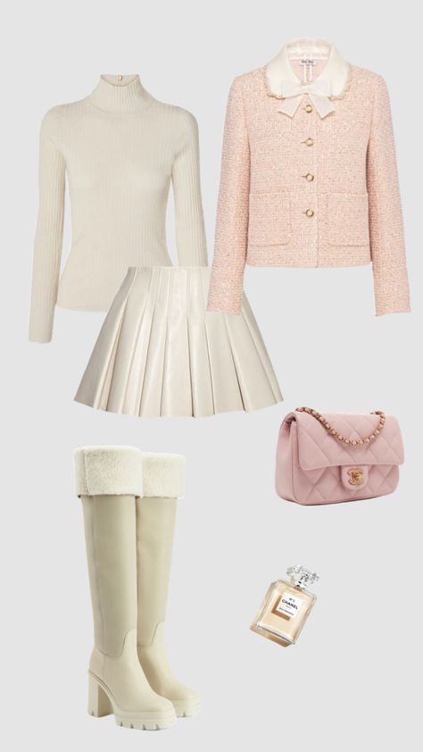 Cute pink winter outfit #pink #winter #outfit #fitinspo Pink Cold Weather Outfit, Princesscore Winter Outfits, Girly Christmas Outfits, Winter Kawaii Outfits, Pink Classy Outfits, Aurora Inspired Outfits, Pink Winter Outfits, Pink Christmas Outfit, Winter Outfit Pink