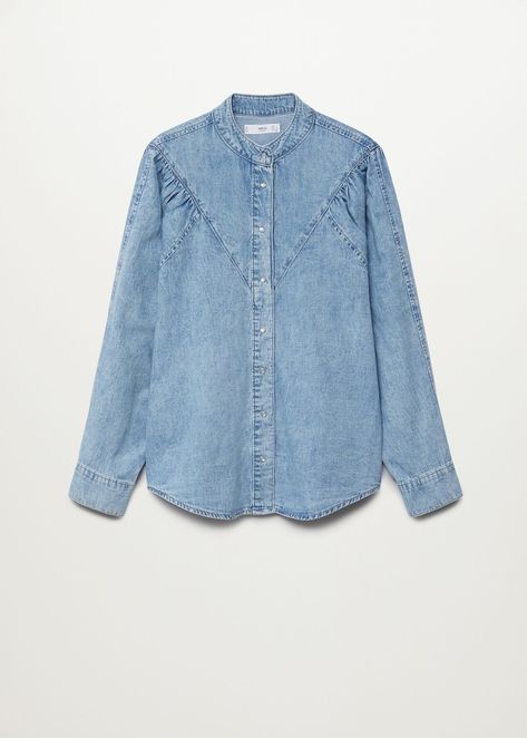 Denim Shirts For Women, Denim Shirt Outfit Women, Denim Blouse Women, Denim Shirt Women, Kemeja Denim, Cotton Shirts Women, Womens Denim Shirt, Ladies Shirt, Denim Patterns