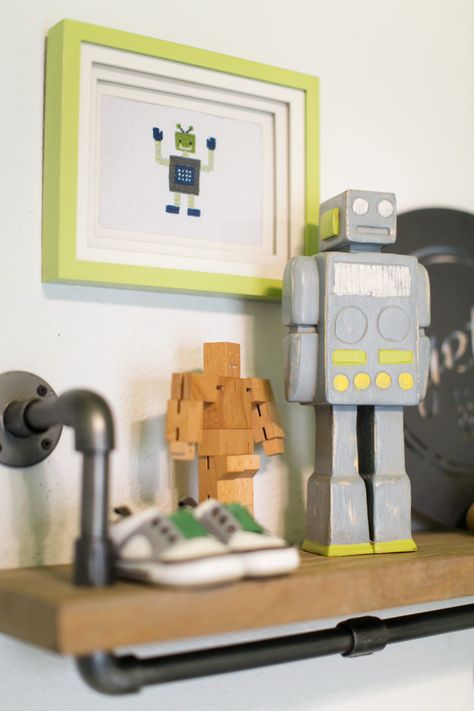 Robot Themed Bedroom, Robot Bedroom, Robot Classroom, Robot Nursery, Robot Room, Robot Theme, Toddler Boy Room Decor, Living Space Decor, Children Room Boy