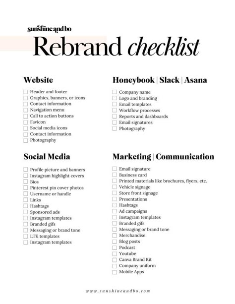 Personal Branding Checklist, Personal Brand Checklist, Branding Checklist Small Businesses, Rebranding Your Business, Rebranding Business Ideas, How To Name Your Brand, Clothing Brand Checklist, How To Rebrand, Brand Audit Checklist