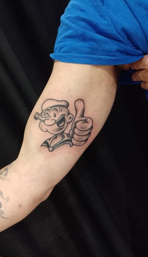 Popeye Tattoo, Pop Culture Tattoos, Rick And Morty Tattoo, Popeye Cartoon, Culture Tattoos, Cyrus The Great, Letter Tattoo, Popeye The Sailor Man, Best Sleeve Tattoos