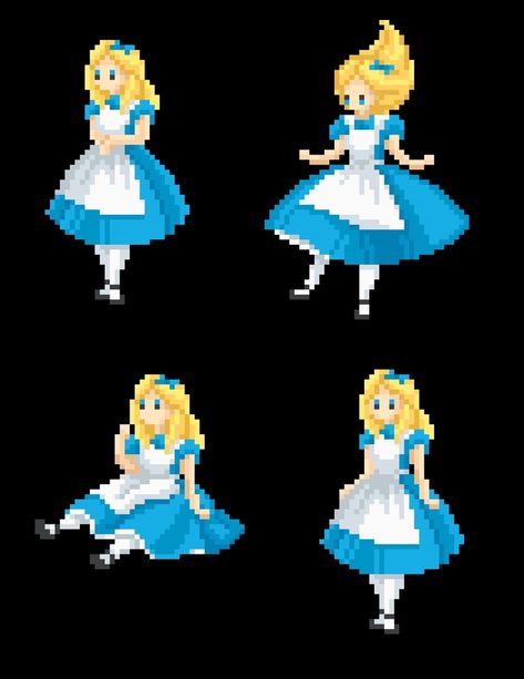 Alice In Wonderland Pixel Art, Melt Beads Patterns, Alison Wonderland, Alice In Wonderland Aesthetic, Alice In Wonderland Disney, Party Icon, Pixel Art Background, Easy Pixel Art, Pixel Art Characters