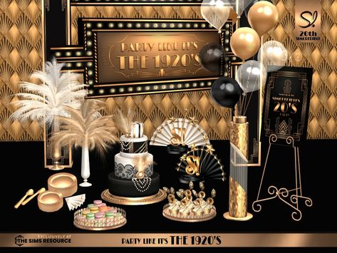 The Sims Resource - Party like the 20s - II Salon Party, Party Furniture, The Sims 4 Skin, Sims 4 Cc Kids Clothing, Sims 4 Clutter, The 20s, Tumblr Sims 4, Sims 4 Expansions, Sims 4 Teen