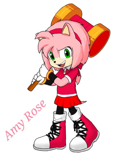 Art of movie-style Amy Rose and her Piko-Piko Hammer. Note: Her design is in fact a redesign of Isa Illustrate's movie Amy Movie Amy Rose, Tails Icons, Sonic Boom Amy, Movie Amy, Sonic Game, Movie Sonic, Sonic The Movie, Sonic Movie, Amy The Hedgehog