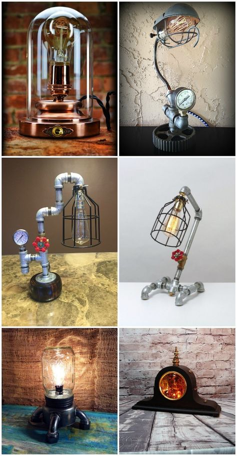 Functional Art Steampunk Lamps, If you are looking for a unique steampunk table lamp, a piece of functional art, then look no further! Amazing Lamps, Steampunk Desk, Steampunk Table Lamp, Steampunk Table, Diy Table Lamp, Steampunk Top, Steampunk Lighting, Art Steampunk, Lamp Diy