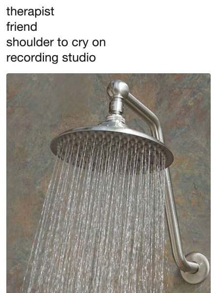 shower therapist meme Shower Memes, Friday Funnies, Therapy Humor, Workplace Humor, Morning Memes, Old Memes, Great Memes, Friday Humor, Studio Recording