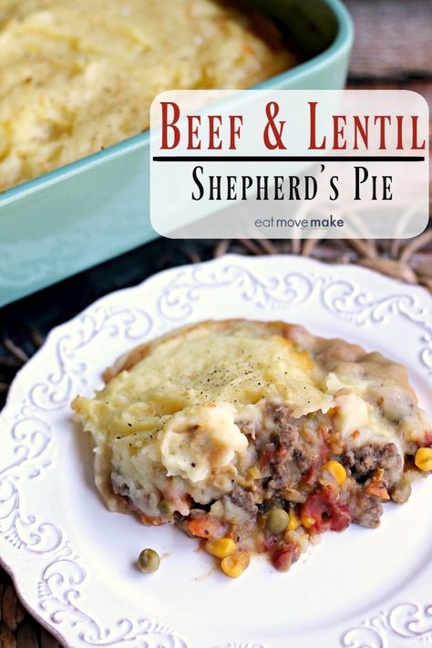 Ground Beef And Lentils Recipe, Lentil Shepards Pie, Turkey Shepherds Pie Recipe, Beef And Lentil, Beef Cottage Pie, Meat Casseroles, Shepherd's Pie Recipe, Work Recipes, Eating Well Recipes