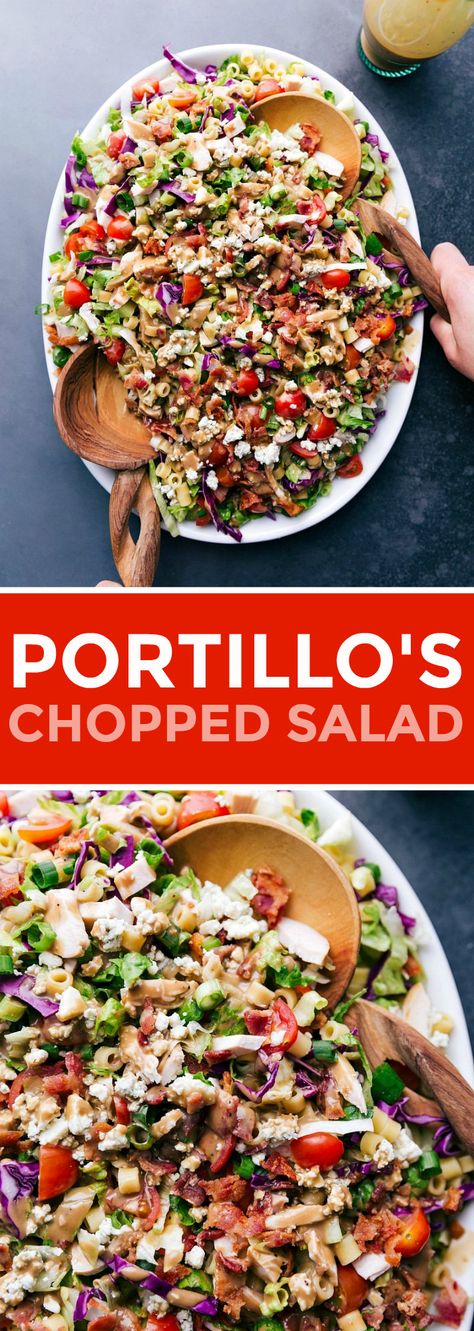 Chopped Salad Dinner, No Wilt Chopped Salad, Loaded Chopped Salad, Copycat Portillos Chopped Salad Dressing, Portillos Salad Dressing Recipe, Portillo’s Chopped Salad, Chopped Salad No Lettuce, Salad With Noodles And Lettuce, Chopped Pasta Salad Recipes