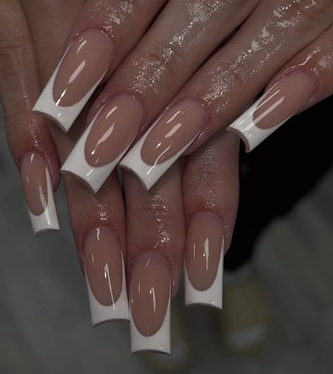 French Nail Styles, Neutral Nail Designs, Purple Acrylic Nails, French Tip Acrylic Nails, Cute Acrylic Nail Designs, Casual Nails, French Acrylic Nails, Short Square Acrylic Nails, Pearl Nails