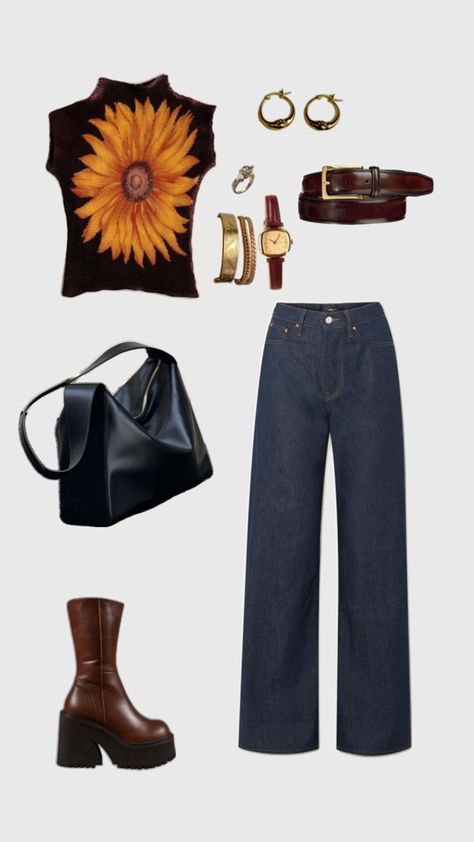 Sunflower turtleneck blue jeans brown boots with gold jewellery fit Boots Fit, Jeans Brown, Gold Jewellery, Brown Boots, Blue Jeans, Gold Jewelry, Sunflower, Lookbook, Turtle Neck