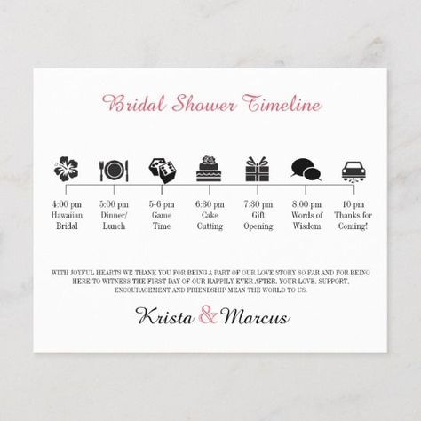 Icon Bridal Shower Program Bridal Shower Program Templates, Bridal Shower Schedule Of Events, Bridal Shower Itinerary Timeline, Bridal Shower Program Ideas, Bridal Shower Program, Bridal Shower Timeline, Bridal Shower Itinerary, Wedding Infographic, Thanks Words