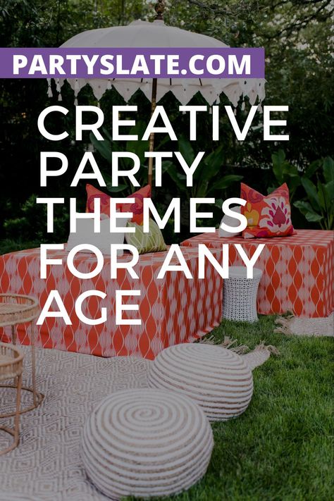 17 creative party themes that both adults and kids will love. Browse the list and be wowed by creativity on PartySlate. 21st Birthday Party Ideas At Home, Celebration Themes Ideas, Fun Adult Party Themes, Creative Party Themes, Unique Birthday Themes, Adult Birthday Themes, 21st Birthday Theme Ideas, Unique Theme Party Ideas, Adult Theme Party Ideas