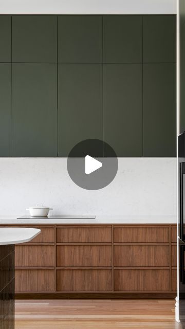 M.J. Harris Group on Instagram: "Join Courtneay as she walks us through our #MJHxEmpressRd Kitchen, Pantry & Living spaces.  Design by Courtneay  📸 by @michael.potts_videography   #kitchenrenovation #melbourneinteriors #greenkitchen #kitcheninspiration #kitchensofinstagram #walnut #kitchencharm" Walnut Green Kitchen, Green Walnut Kitchen, Walnut And Green Kitchen, Green Pantry, Green And Walnut Kitchen, Walnut Kitchen, Green Kitchen, Pantry, Kitchen Renovation