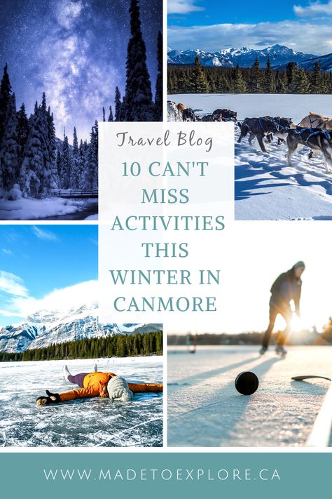 The best things to do in Canmore, Alberta this winter including hikes, snowboarding, skiing, dog sledding, snow tubing, the kananaskis nordic spa, and more! #canada #banff #canmore #alberta #winter #madetoexplore Canmore Alberta Things To Do, Alberta Winter, Canada Banff, Things To Do In Canada, Countries To Travel, Canmore Alberta, Canada Vacation, Banff Canada, Snow Tubing