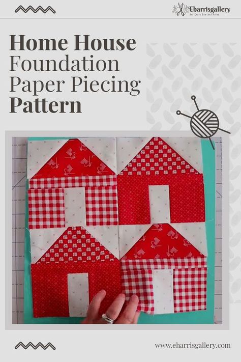 Home House Foundation Paper Piecing Pattern Foundation Paper Piecing Templates, Pieced Quilt Patterns, House Shapes, Paper Pieced Quilt Patterns, Foundation Paper Piecing Patterns, House Foundation, Paper Pieced Quilt, Paper Piecing Patterns, Quilt Designs