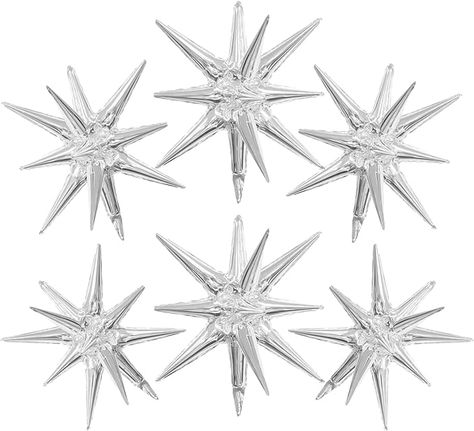 Amazon.com: Silver Star Balloons 6 Star Foil Mylar Balloons Cone Spike Explosion Star Balloons 27 Inch Large Starburst Balloons Party Decorations for Christmas Birthday Party Bachelorette Party Disco Party : Home & Kitchen Bachelorette Party Disco, Hanging Balloons, Star Balloons, Disco Party Decorations, Mothers Day Decor, Metallic Balloons, Balloons Party, Christmas Birthday Party, Christmas Baby Shower