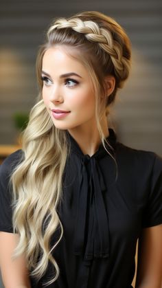 Formal Hairstyles For Brunettes, Viking Hairstyle, Headband Braid, Dutch Braid Hairstyles, Bohemian Hairstyles, Greasy Hair Hairstyles, Hairstyle Look, Braided Hairstyles For Wedding, Long Blonde