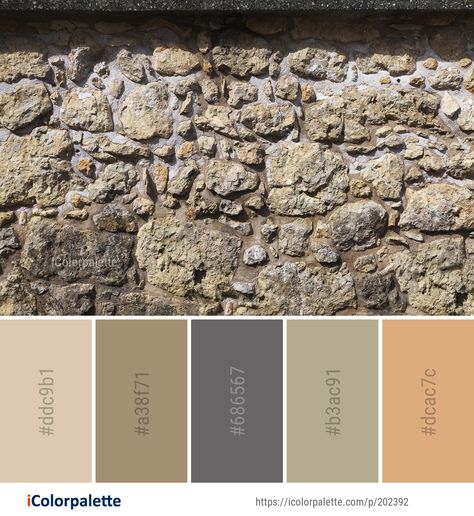 Color palette theme related to ancient history, archaeological site, bedrock, geology, Image, outcrop, rock, soil, stone carving, stone wall, wall, .  Download color palette as Pdf, Adobe swatch and more. Limestone Color Palette, Stone Wall Color Palette, River Rock Color Palette, Soil Color Palette, Ancient Color Palette, Rocks Color Palette, Stone Color Paint, Stone Colour Palette, Rock Color Palette