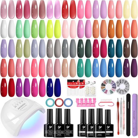 Amazon.com : Phoenixy 47 PCS Gel Nail Polish Kit with U V Light, 26 Colors Gel Nail Polish Set with 48W U V LED Nail Lamp Manicure Starter Gel Nail Kit Base Top Coat DIY Nail Art Salon Home Gifts for Women SS9027 : Beauty & Personal Care Amazon Gel Nail Kit, Gel Nail Polish Kit, Nail Gel Kit, Gel X Nail Kit, Gel Nail Kits For Beginners, Gel X Kit, Gel Nail Sets, Gel Nails Kit, Gel Nail Products