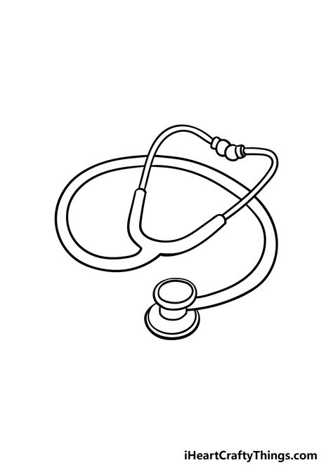 How to Draw A Stethoscope – A Step by Step Guide How To Draw Stethoscope, Medical Tools Drawing, Stethoscope Drawing Art, Doctor Drawing Easy, Doctor Sketch, Stethoscope Drawing, Drawing Doctor, Doctor Drawing, Medical Icon