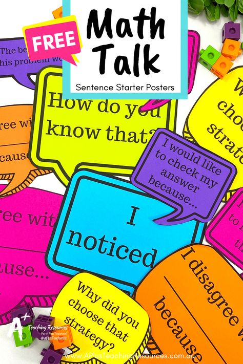 Math Free Printables, Math Talk Bulletin Board, Math Bulletin Boards Elementary, Math Talk Posters, Illustrative Math, Maths Classroom Displays, Talk Poster, Math Things, Math Talks