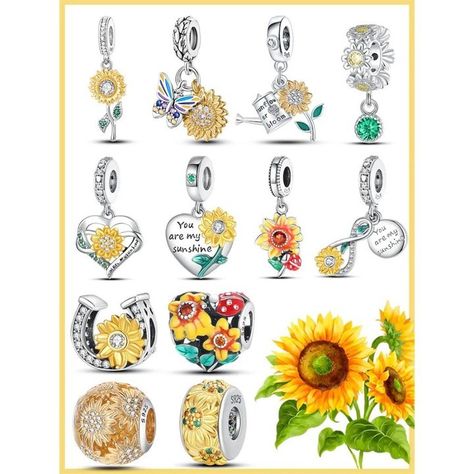 Hippieartzone - 925 Sterling Silver Fashion Golden Sunflowers Heart Charms Beads Hippie Art, Free Spirit, Silver Fashion, Charms, 925 Sterling Silver, Beads, Sterling Silver, Silver, On Instagram