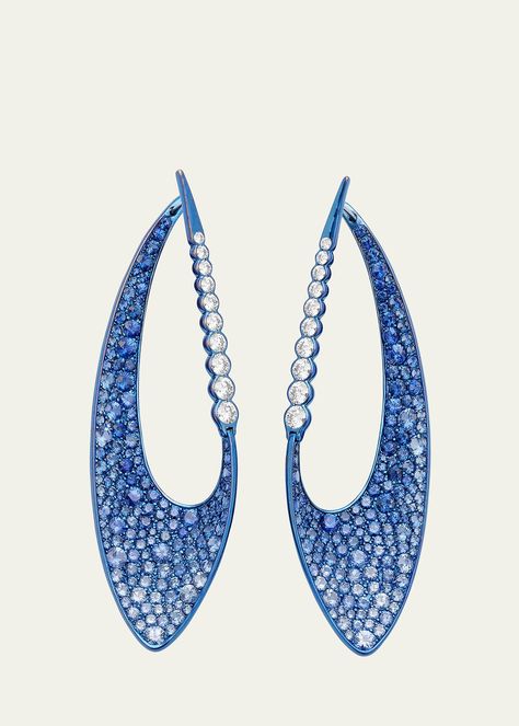 G Marina Titanium Blue Sapphire and Diamond Earrings Earrings Sketch, Designer Diamond Earrings, Jewelry Banner, Rhapsody In Blue, Beaded Jewelry Earrings, Rare Jewelry, Sapphire And Diamond Earrings, Diamond Girl, Persian Blue