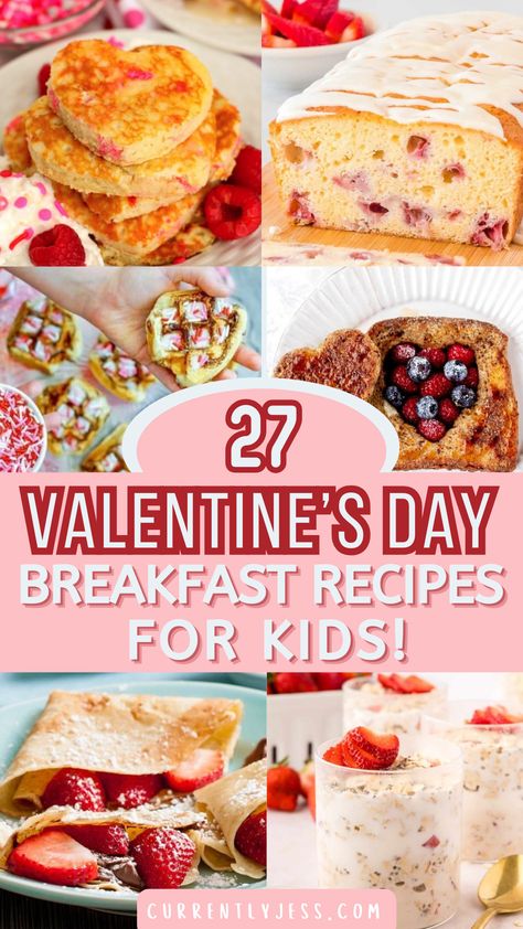 Make Valentine’s Day morning unforgettable with these 27 fun and festive breakfast ideas for kids! From heart-shaped pancakes to sweet strawberry treats, these easy recipes are perfect for making special memories with your little ones. Save this list for all the inspiration you need to celebrate love (and breakfast)! Kids Valentines Breakfast, Pancake Designs For Kids, Valentine’s Day With Kids, Valentines Day Lunch For Kids, Valentines Pancakes, Valentines Day Breakfast Ideas, Kid Breakfast Ideas, Kids Holiday Recipes, Valentines Day Breakfast