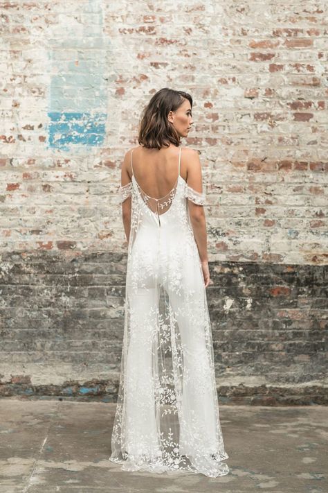 Jumpsuit Wedding Dress, Wedding Pantsuit, Rehearsal Dinner Outfits, Rime Arodaky, Cape Wedding Dress, Shower Outfits, Bridal Shower Outfit, Wedding Dress Guide, Bridal Jumpsuit