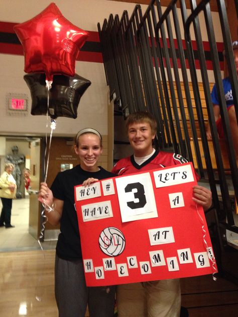 Perfect way to ask a volleyball player to homecoming! Don't forget the balloons! Homecoming Poster Ideas Volleyball, Hoco Posters Volleyball, Homecoming Proposal Volleyball, Volleyball Promposal, Hoco Volleyball Proposals Ideas, Volleyball Hoco Posters, Homecoming Volleyball Proposals, Hoco Poster Ideas Volleyball, Hoco Signs Volleyball