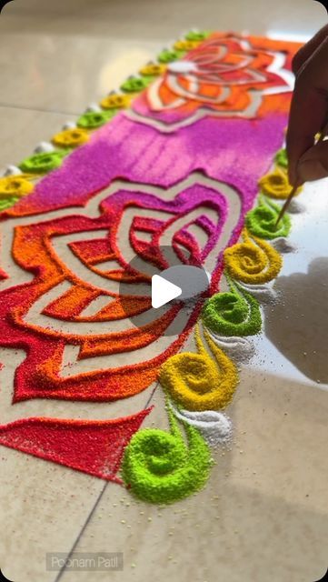 Border Design Rangoli, Lotus Rangoli Designs, Border Rangoli Designs, Lotus Rangoli, Border Rangoli, Rangoli Border, Simple Rangoli Border Designs, Rangoli Patterns, Rangoli Borders