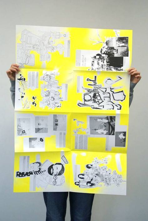 Pixelgarten fold out zine/poster Fold Out Poster Zine, Zine Poster Design, Fold Out Poster, Zine Folding, Zine Poster, Poster Folding, Yellow Graphic Design, Mises En Page Design Graphique, Poster Magazine