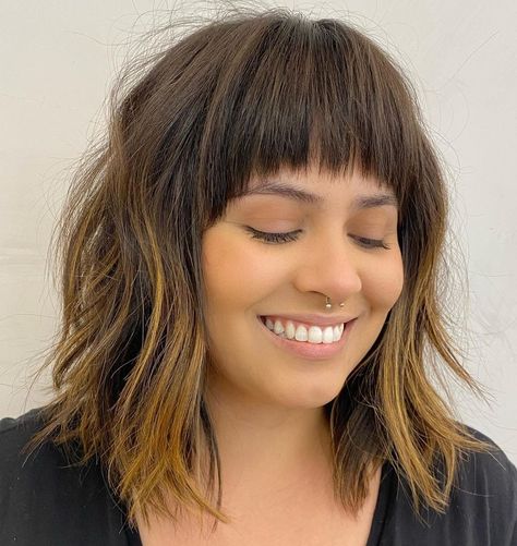 Medium Layered Haircuts With Bangs, Medium Hair With Bangs, Shoulder Length Hair With Bangs, Medium Length Hair With Bangs, Straight Eyebrows, Lob With Bangs, Layered Haircuts With Bangs, Layered Hair With Bangs, New Hair Ideas