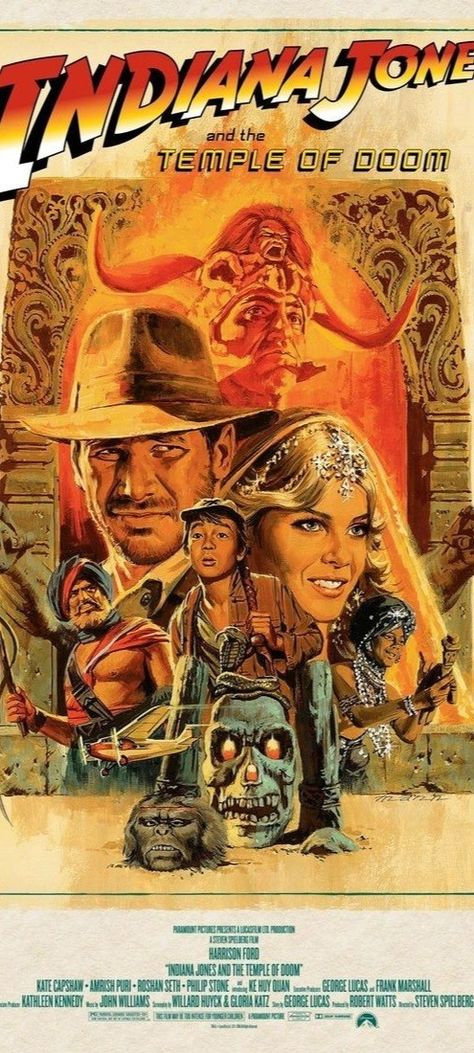 Doom Movie, Harrison Ford Indiana Jones, Temple Of Doom, Indiana Jones Films, Classic Prints, 1984 Movie, Door Number, Prop Making, Movie Posters Design