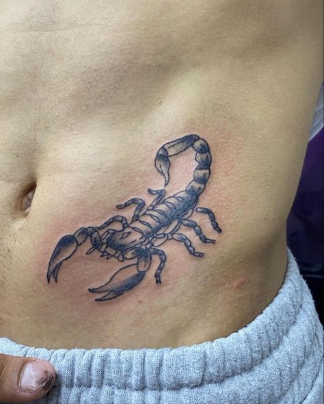 #tattoo Mens Stomach Tattoo, Glitter Tattoo Stencils, Waist Tattoos, Wrap Tattoo, Scorpio Tattoo, Mens Shoulder Tattoo, Marvel Tattoos, Scorpion Tattoo, Chest Piece Tattoos