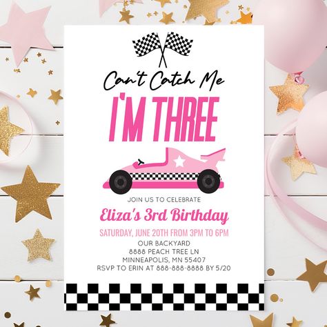 Fourth Birthday Party Themes, Pink Car Birthday Party, Forth Birthday Themes, Birthday Party Ideas For 4 Year Girl, Kids 4th Birthday Party Ideas, Girl Fourth Birthday Party Theme, 4 Birthday Theme Girl, 4th Bday Party Girl Theme, Need Four Speed Birthday Theme Girl