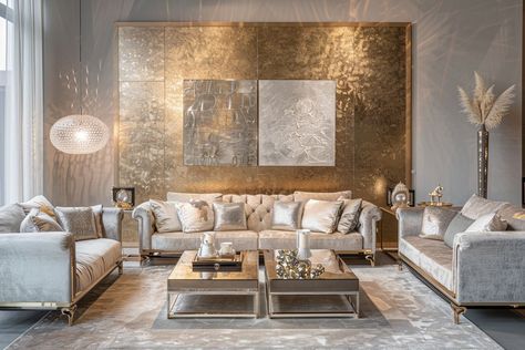 Setze auf Metallic-Farben, um dein Wohnzimmer elegant zu gestalten. Ein goldener Akzent an einer Wand bringt sofort Wärme und Luxus ins Zimmer. Silberne Elemente passen perfekt zu modernen Einrichtungen und reflektieren Licht für mehr Helligkeit. Denke daran, Metallic ist nicht nur für Accessoires. Eine metallische Wandfarbe kann einen starken, aber feinen Effekt erzeugen. Kombiniere sie mit schlichten Möbeln, damit dein Wohnzimmer nicht überladen wirkt.