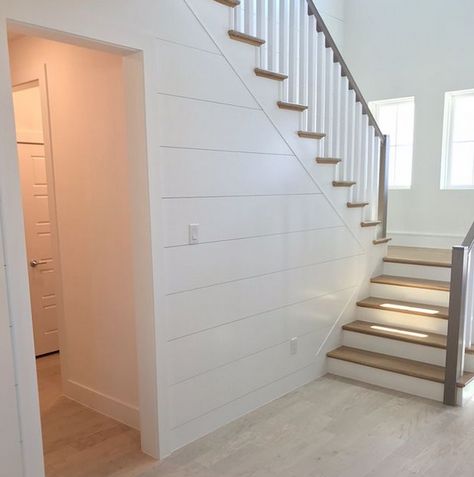 1x12 "Shiplap" - WindsorONE Shiplap Doorway, Shiplap Under Stairs, Shiplap Archway, Stairwell Shiplap, Shiplap Stairwell, Shiplap Hallway, Herringbone Shiplap, Door Under Stairs, Shiplap Living Room