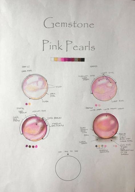 Drawing Prismacolor Ideas, Iridescent Colored Pencil, How To Color Gems With Colored Pencils, How To Draw Pearls, Drawing Pearls, Drawing Ideas With Colored Pencils, Pearls Drawing, Colored Pencil Shading, Pearl Illustration