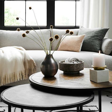 Coffee Tables: Traditional, Round & Modern Coffee Tables | Crate & Barrel Crate And Barrel Coffee Table, Coffee Table Crate And Barrel, Round Nesting Coffee Tables, Pine Coffee Table, Round Coffee Table Modern, Drum Coffee Table, Coffee Table With Shelf, Round Wood Coffee Table, Tables Set