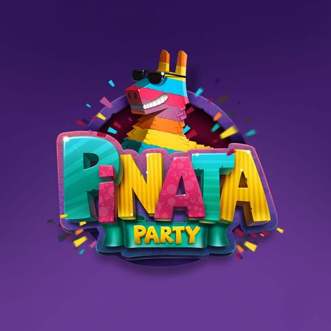 A logo for Pinata Party game. Piñata Logo Design, Ghost Pinata, Game Art Style, Party Logo Design, Liquid Typography, Best Hotels In Vegas, Pinata Game, 2d Character Design, Artistic Fonts