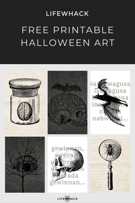 Halloween Art Printables Free, Free Halloween Prints, Goth Prints, Free Gallery Wall Printables, Goth Crafts, Vintage Halloween Prints, Halloween Art Prints, Printable Halloween Art, Free Halloween Printables