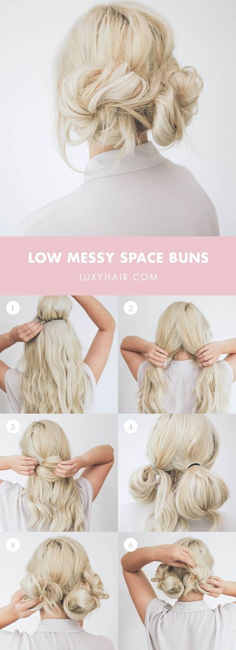 HOW TO: Low Messy Space Buns Low Space Buns, Easy Hairstyles Quick, Luxy Hair, Space Buns, Easy Hairstyles For Medium Hair, Back To School Hairstyles, Jennifer Hudson, School Looks, Beauty Tutorials